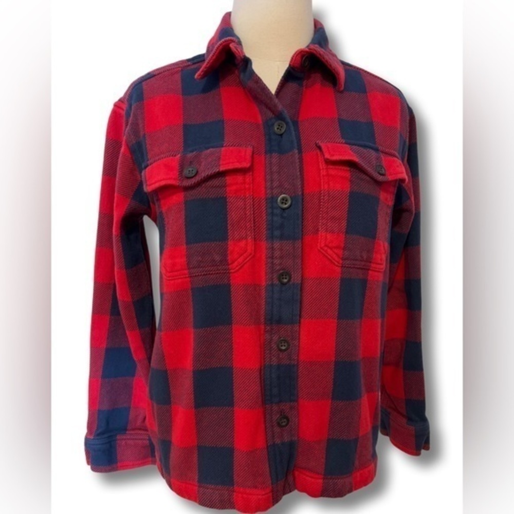 EUC Eddie Bauer‎ Shacket Buffalo Plaid Flannel Oversized S